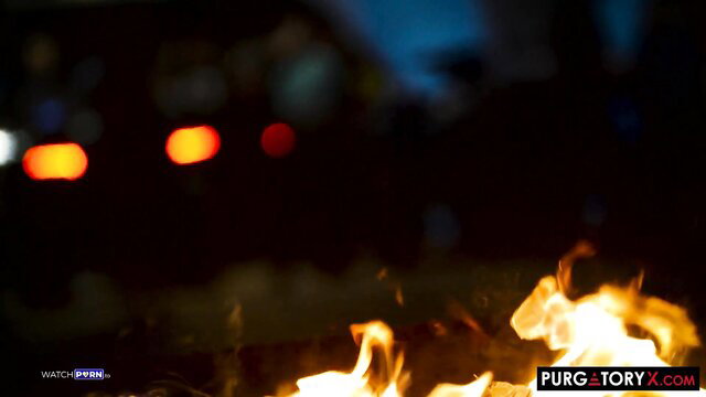 Hazel Moore fiery night outdoor tease PurgatoryX