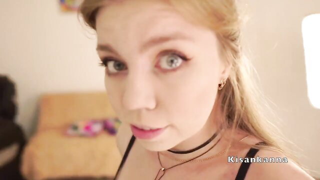 Blonde amateur wife closeup facefuck preview, choker lingerie