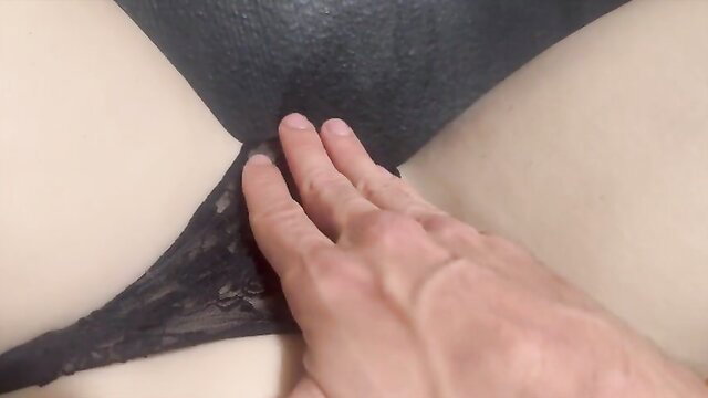 The Jonny Deep fingers pussy in black lace lingerie, hand kink closeup