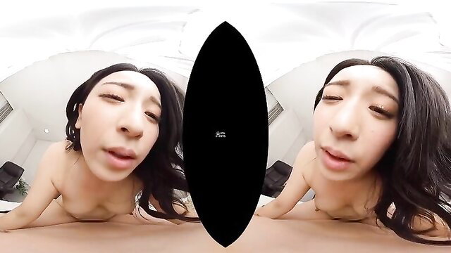 Horny Asian harlot nude VR closeup face and tits tease