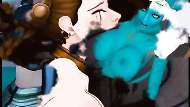 Blue alien babe with huge tits fucked hard in Star Wars porn