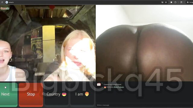 Blonde girl on video chat with big black ass shown on OmeTV