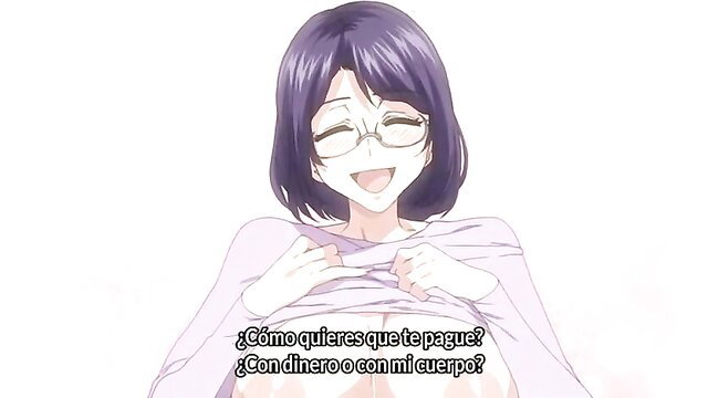 Horny anime teacher offers cash or pussy payment to student