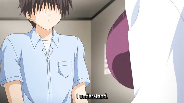 Anime boy in school shirt nods 'I understand' in hentai scene