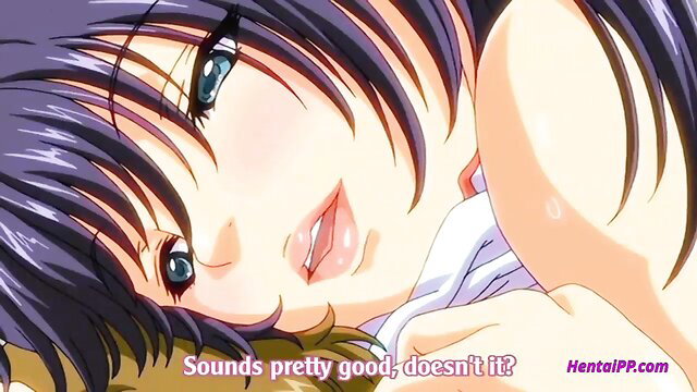 Purple-haired hentai stepsister teases with glossy lips in JAV homework scene