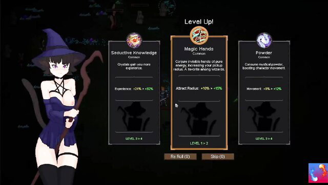 Seductive anime witch in black lingerie levels up Magic Hands in Harem of Gods