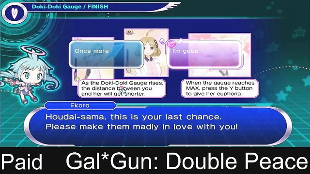 Gal*Gun Double Peace hentai game screenshot with Doki-Doki gauge and angel girls
