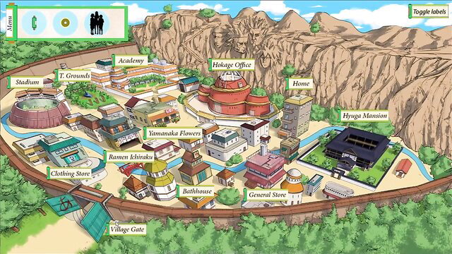 Jikage Rising hentai map of ninja village with Toggel labels