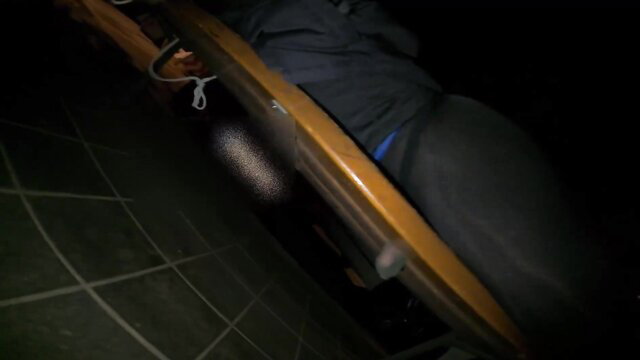 Eccentric guy caught pounding bench intensely 3 times to climax