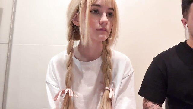 Doublelove1 blonde pigtails girl in white tee with guy, hot Chaturbate preview