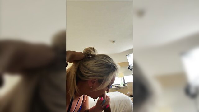 Venus Rising blonde BBW with huge tits sucking BBC closeup