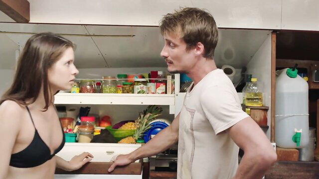 Daphne Patakia in black bikini kitchen argument Tout Le Monde M'appelle Mike