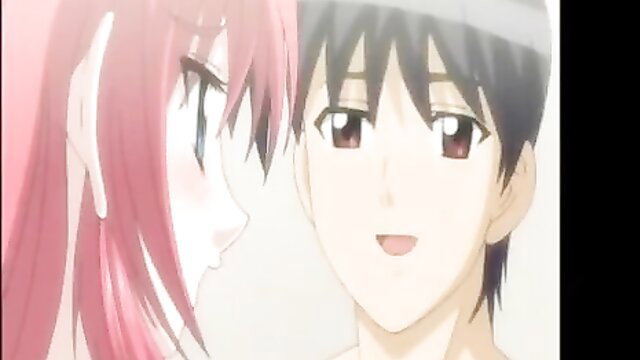 Pink-haired pregnant hentai babe whispers intimately to lover