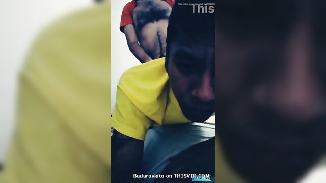 Brazilian man rims sauna buddy's hairy ass, close-up gay action