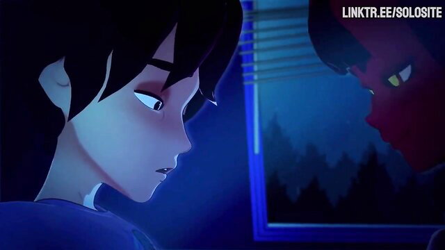 Meru the Succubus hentai close-up with black-haired girl and red demoness