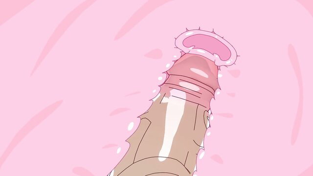 Animated closeup of condom-covered cock penetrating pink pussy