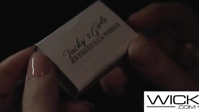 Anna Claire Clouds holds Jacky's Girls matchbox in Wicked adult video