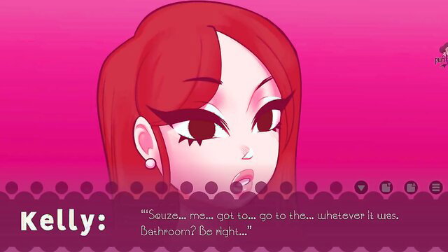 Redhead Kelly heads to bathroom in steamy lesbian therapy tease