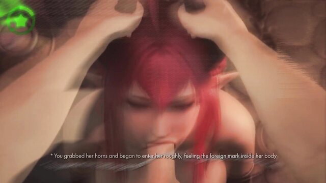 Red-haired elf girl with horns grabbed POV, feeling penetration in hentai JOI