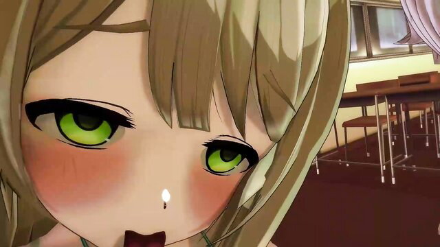 Blue Archive Hoshino closeup ahegao face, green eyes, blonde hair, aroused expression