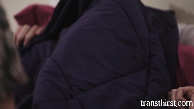 Ashley Lane under blanket with Korra Del Rio in bed - My Stepmom Has A Dick!