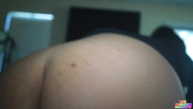 Closeup of black woman's huge bare ass in filthy amateur porn thumbnail