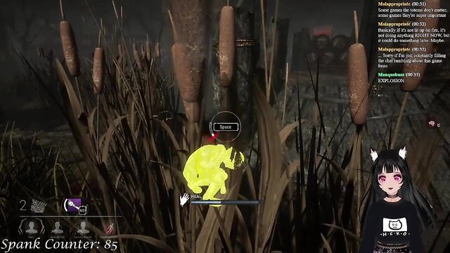 Lewd VTuber Neko in black hoodie spanked in Deadly DBD anime game