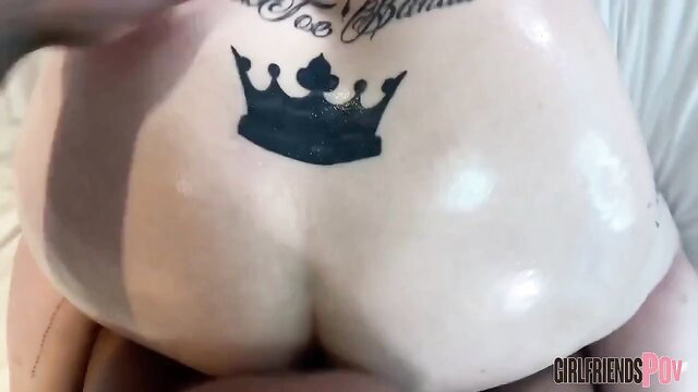 Maria Bose BBW ebony crown tattoo ass closeup