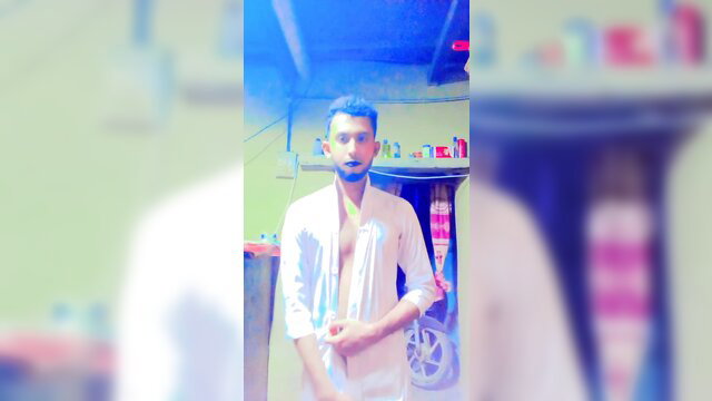 Bangladeshi sissy Abir teasing with open shirt, exposing chest