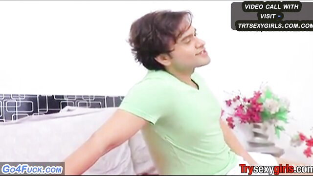 Indian guy in green shirt on video call, naughty babe chat