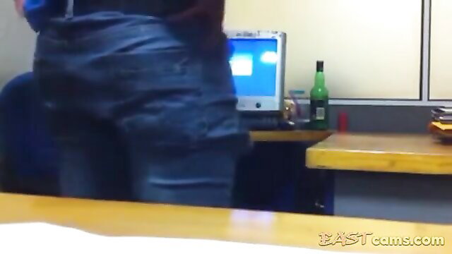 Spycam office sex closeup of man thrusting into woman from behind