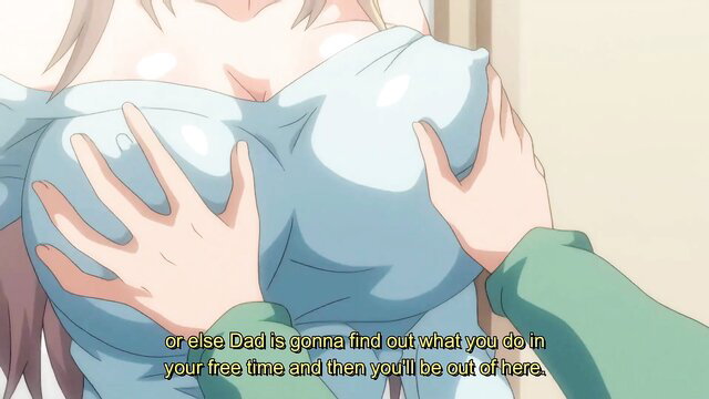 Busty anime stepmom groping huge tits in Muttsuri Dosukebe Tsuyu Gibo Shima hentai