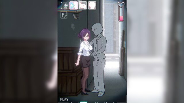 Purple-haired Asian office lady groped by man in back alley sex scene