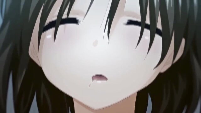 Cute anime girl with teary ahegao face in hentai brother sister incest