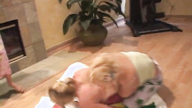 Little Summer stripping naked, huge tits and fat ass in diapers