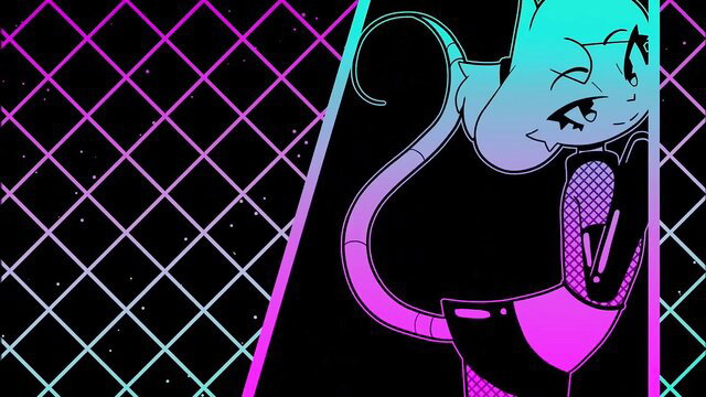 Neon cyberpunk anthropomorphic mouse girl in fishnets at rave