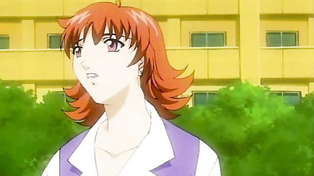 Redhead anime nurse in uniform from Kisaku 2 hentai