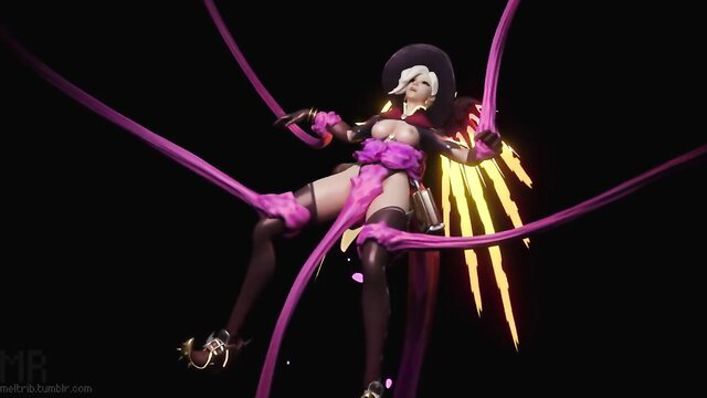 Mercy Overwatch fucked by big purple tentacles hentai porn
