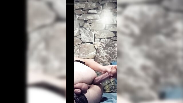 HD anal transsexual closeup penetration on stone wall