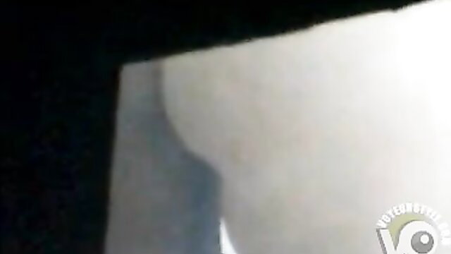 Blurry spy cam view of neighbor's huge pale ass cheeks from side