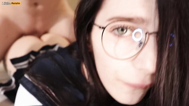 Reislin glasses POV fucked by friend on Twitter, amateur closeup