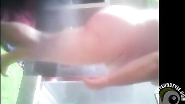 Fat granny showers, towels off huge pale ass & thick body