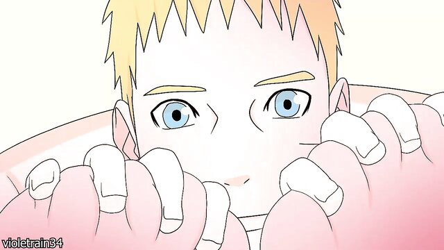 Naruto peeking from giant tits in hentai anime porn thumbnail