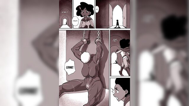 Dark-skinned MILF chained & suspended, guy approaches for impregnating BJ creampie