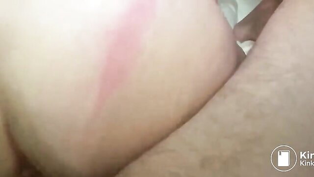 Couple scat fun closeup of woman's thigh with red mark and hand grip