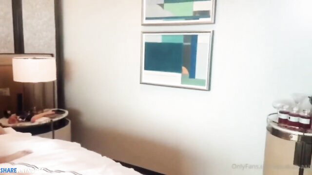 Canigetalaserwhip in luxurious hotel bed, Asian amateur tease