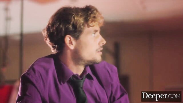 Abigail Mac fucks young employee Aaron Thompson in bathroom