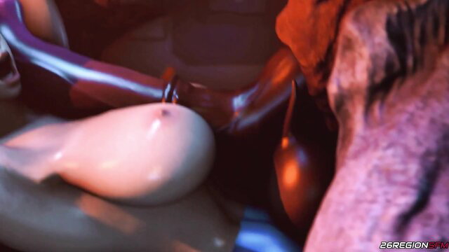 Samus Aran fucked by huge alien monster dick in tight suit