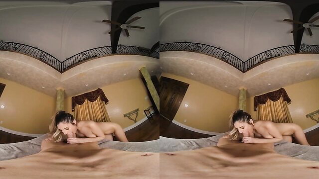 Gianna Dior nude on bed in VR POV porn thumbnail