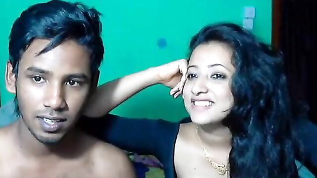 Sri Lankan Muslim couple amateur selfie, topless guy and smiling girl arm around him